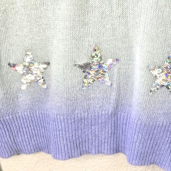 Wildfox Women’s Star Gazer Sweater White Label Sequin Stars Pastel Dip Dye Sz S - Picture 6 of 10